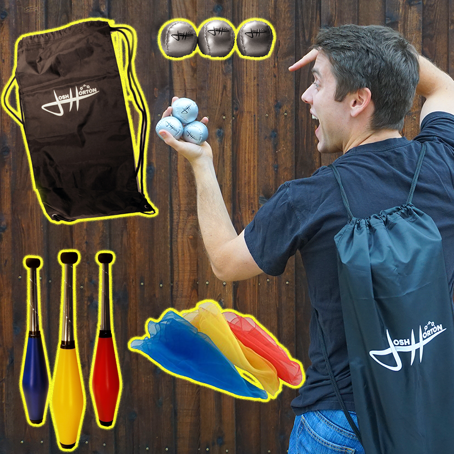 Zeekio Kids Beginner Juggling Set by Josh Horton - Set of Juggling Scarves, Beginner Juggling Balls, Pixie Juggling Clubs