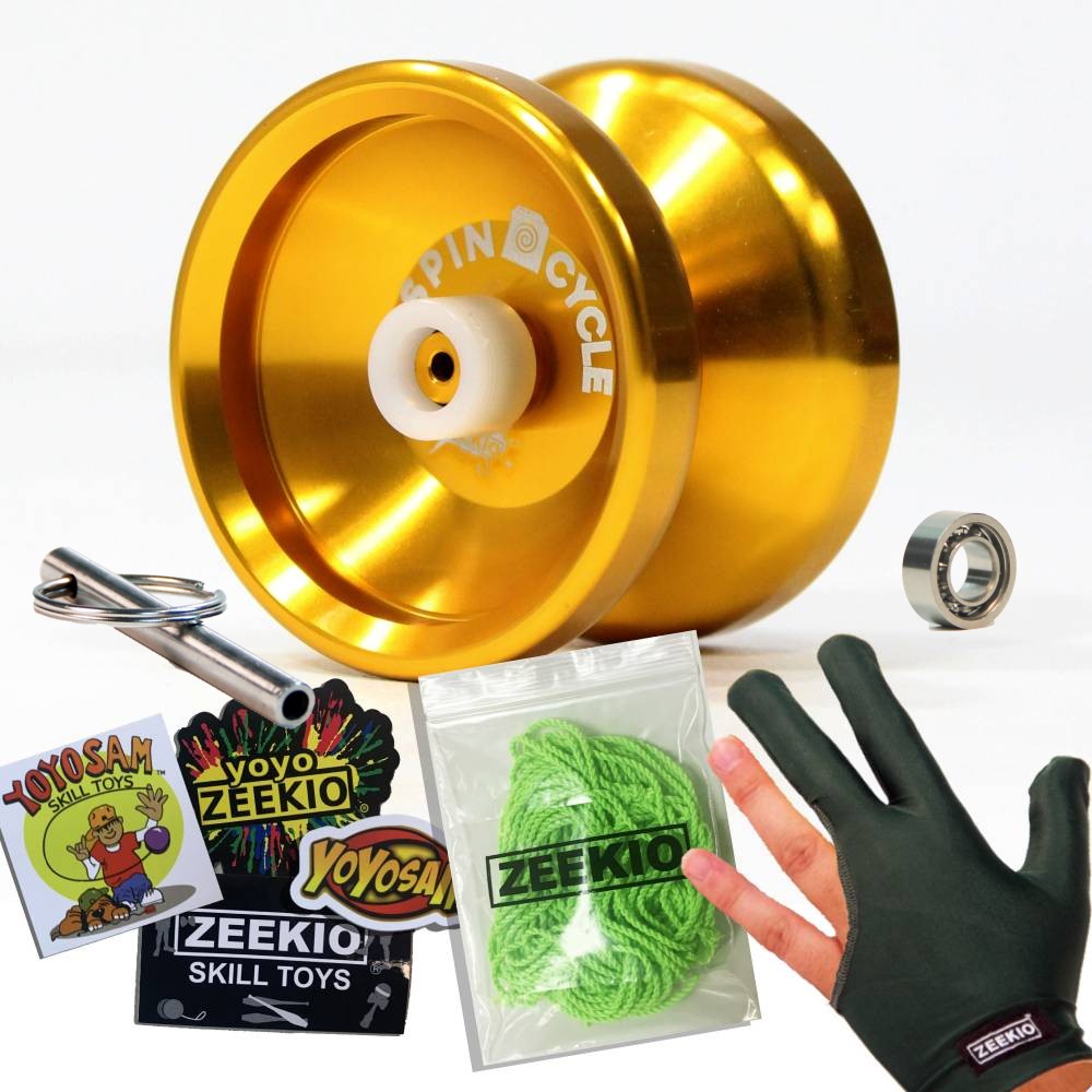 Zeekio Spin Cycle Yo-Yo - Beginner Responsive Beginner Aluminum YoYo - Extra Bearing, Tool, Strings, Glove, Stickers