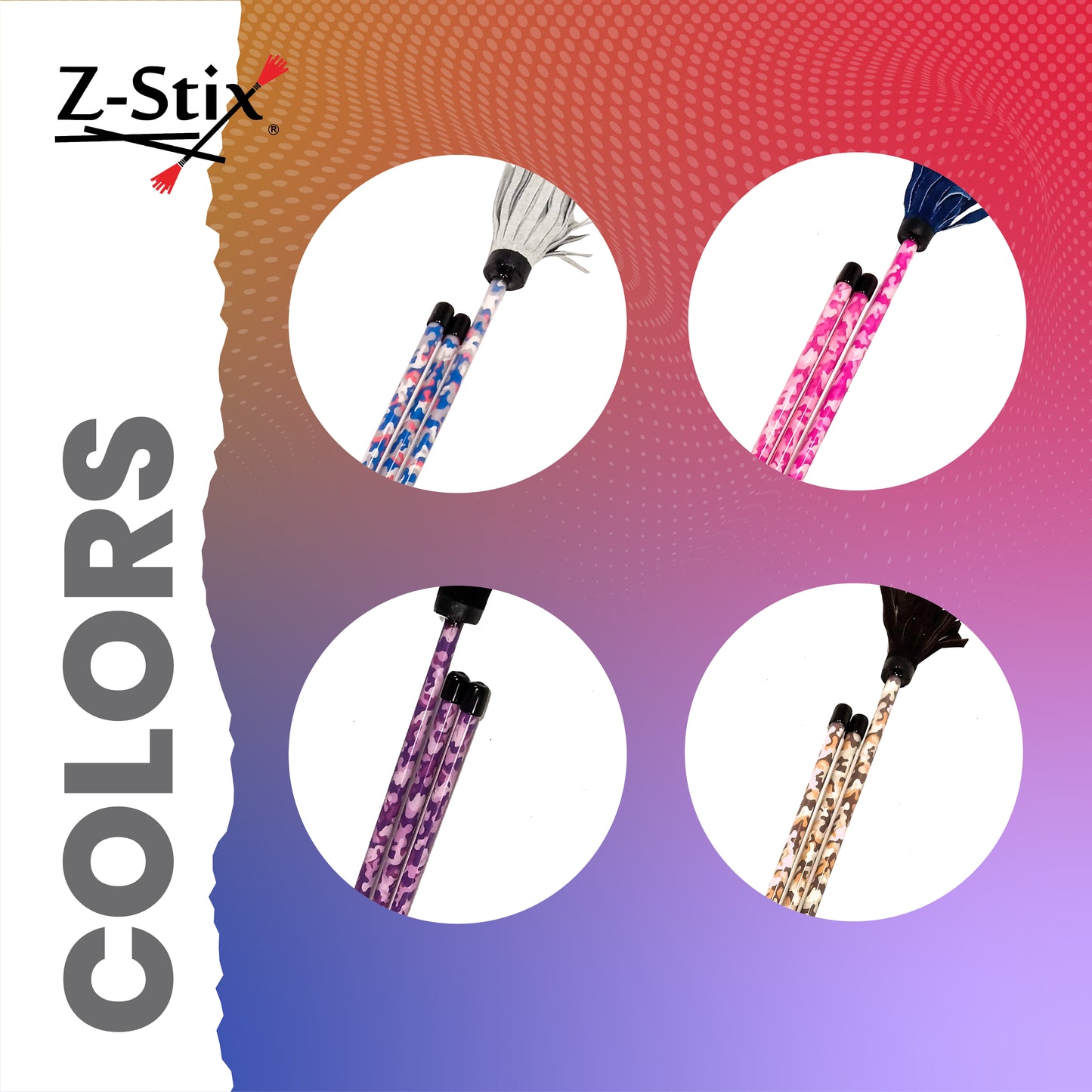 Z-Stix Professional Juggling Flower Sticks-Devil Sticks and 2 Hand Sticks, High Quality, Beginner Friendly - Neon Series Mosquito / Neon Purple