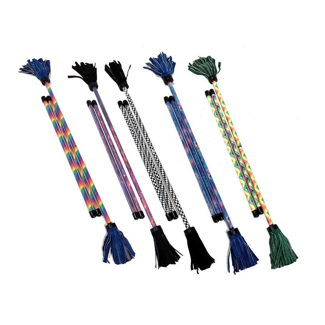 Z-Stix Professional Juggling Flower Sticks-Devil Sticks and 2 Hand Sticks,  High Quality, Beginner Friendly - Festival Series (Kid, Red Tie Dye)