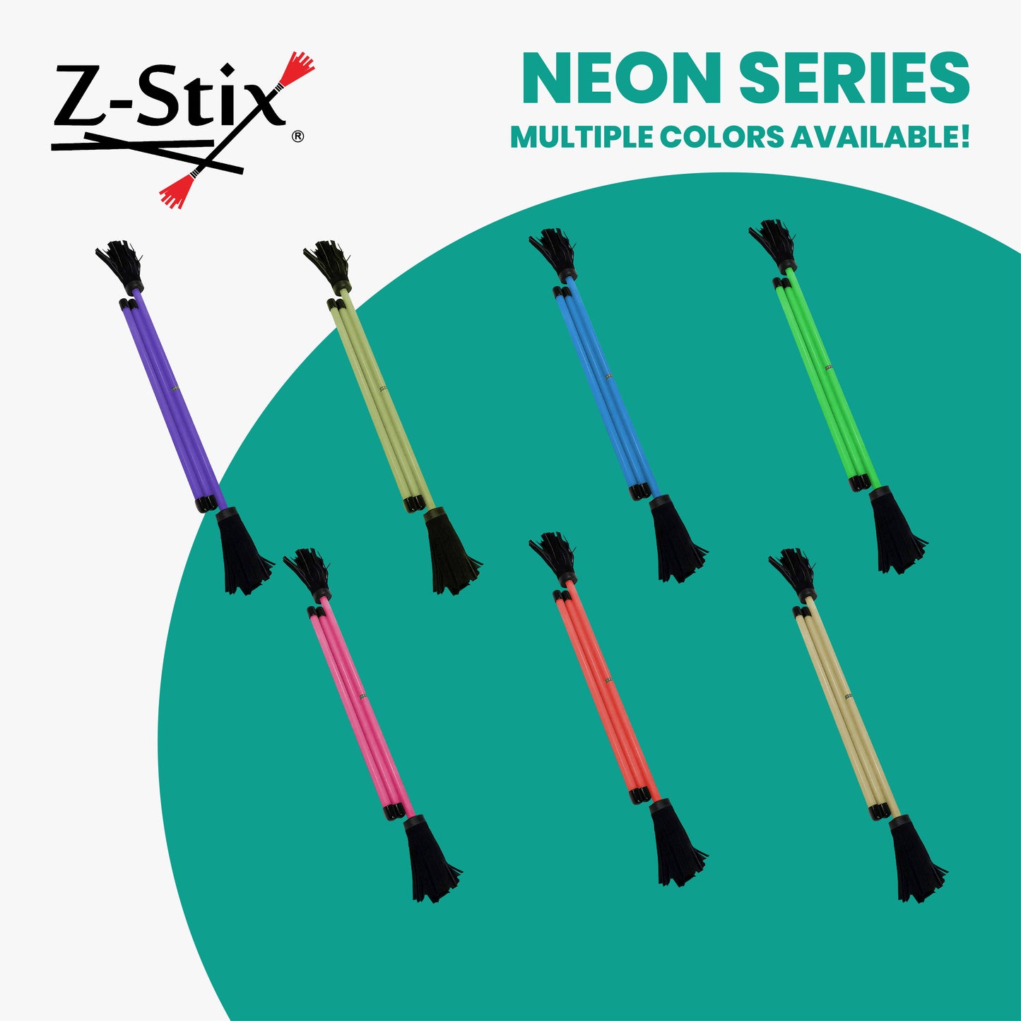 Z-Stix Professional Juggling Flower Sticks/Devil Sticks and 2 Hand Sticks,  High Quality, Beginner Friendly - Solid Series