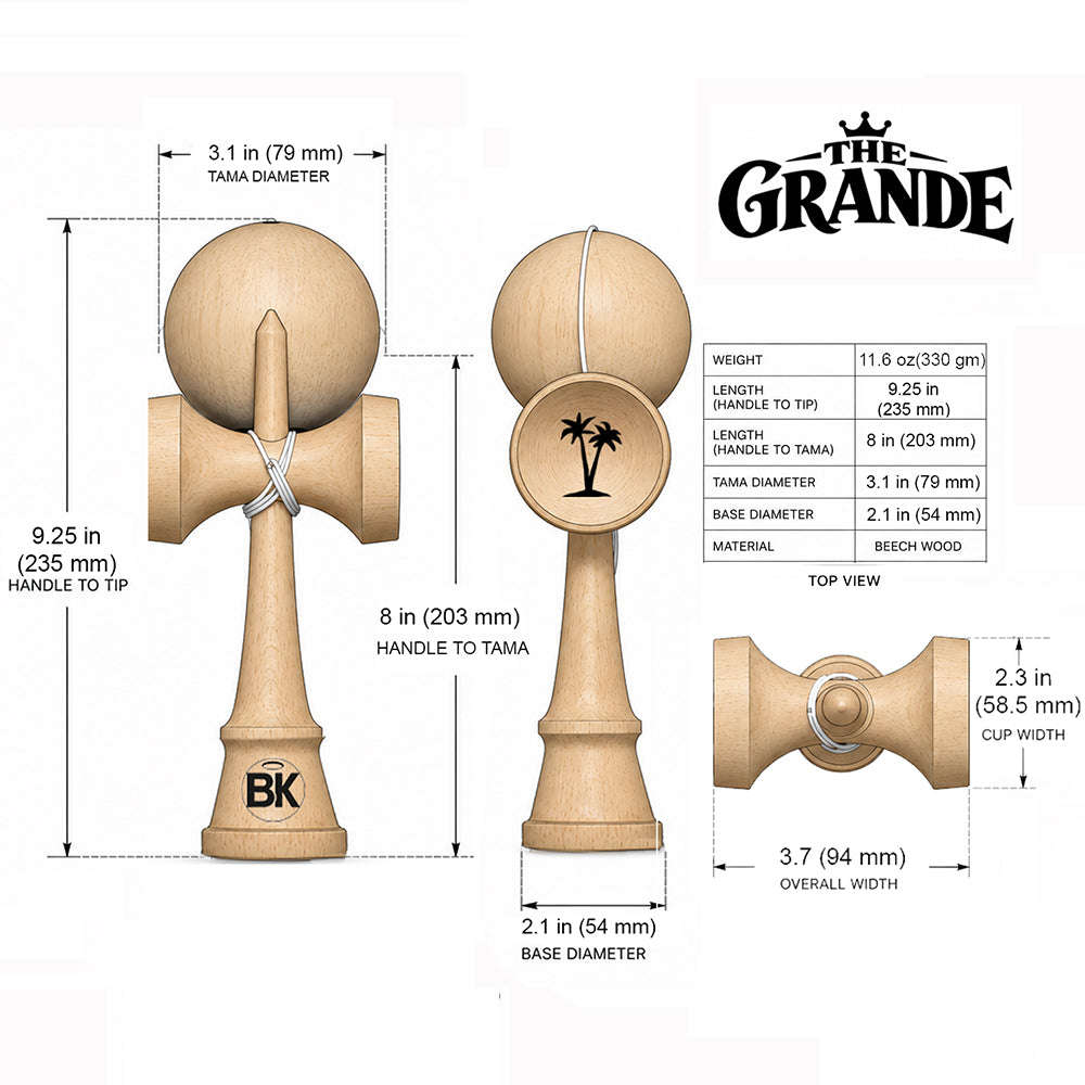 BK V2 Kendama - THE GRANDE Size Kendama - Natural Finish - by Bahama Kendama