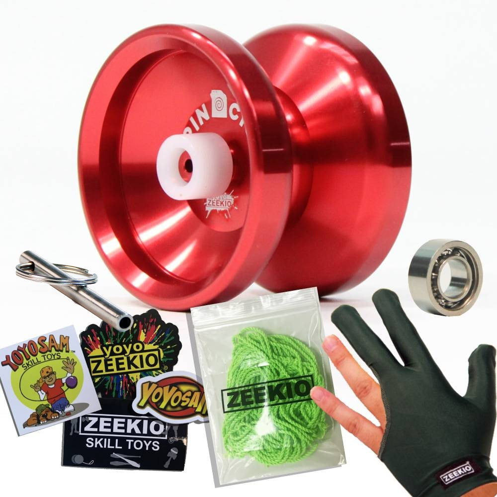 Zeekio Spin Cycle Yo-Yo - Beginner Responsive Beginner Aluminum YoYo - Extra Bearing, Tool, Strings, Glove, Stickers