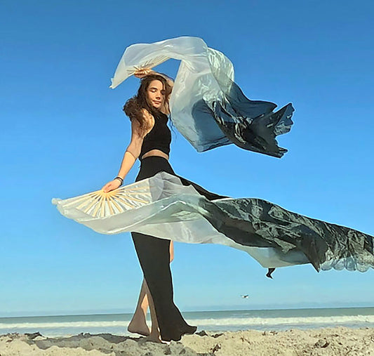 Mougee Silk Fan - For Dance, Festivals, or Just for Fun (Sold Individually)