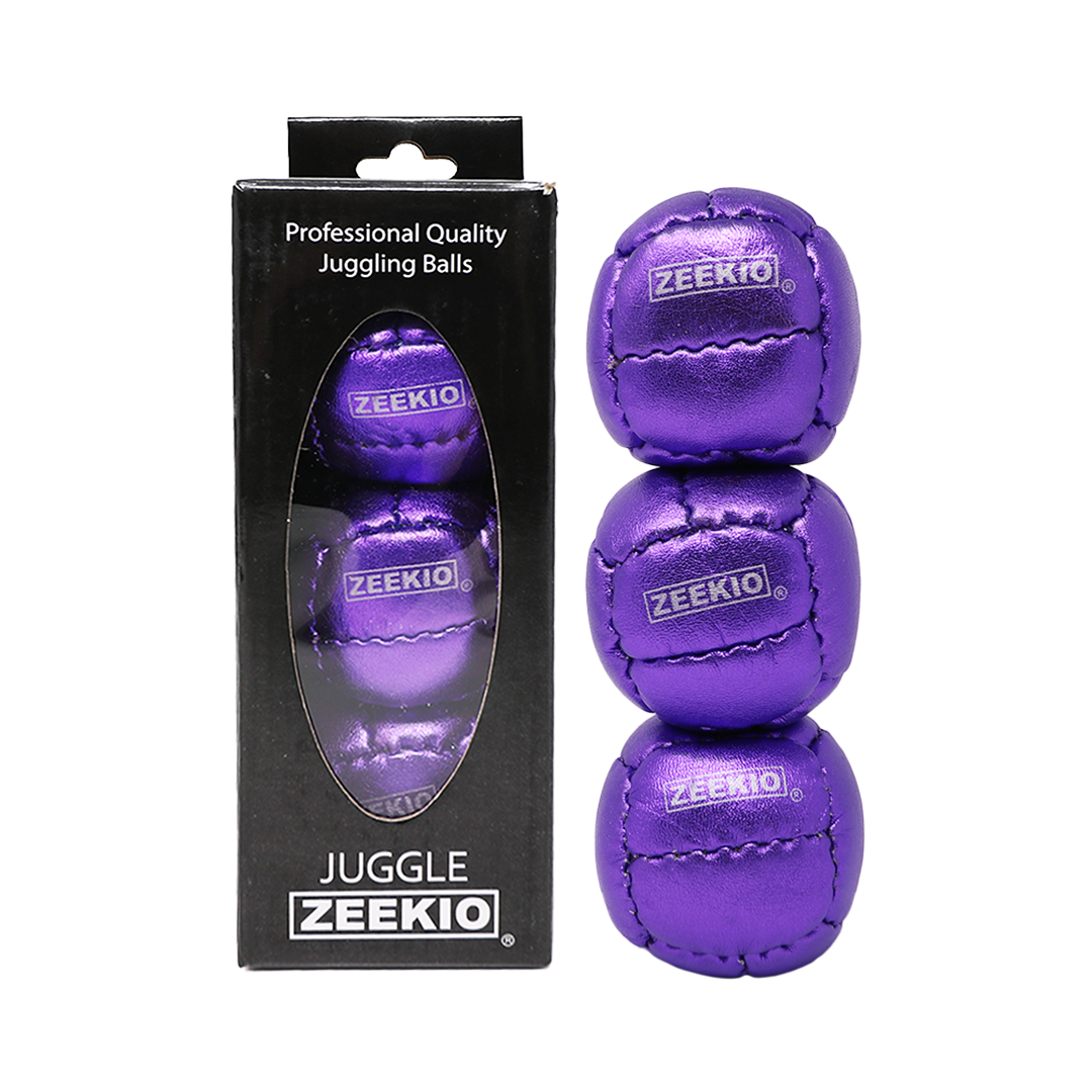 Zeekio Galaxy Juggling Balls - Metallic Series - Premium 12 Panel Genuine Leather Balls - 130g - 67mm - Pack of 3