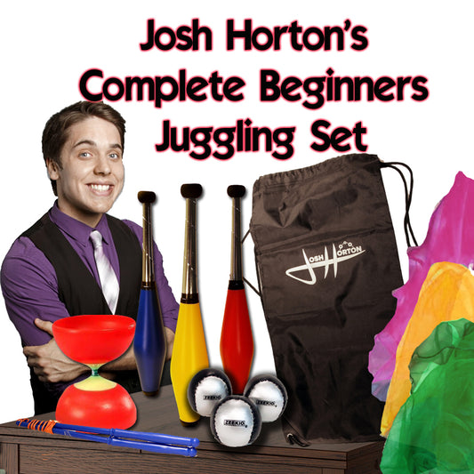 Zeekio Complete Juggling Set by Josh Horton - Set of Juggling Scarves, Beginner Juggling Balls, Pixie Juggling Clubs, Diabolo