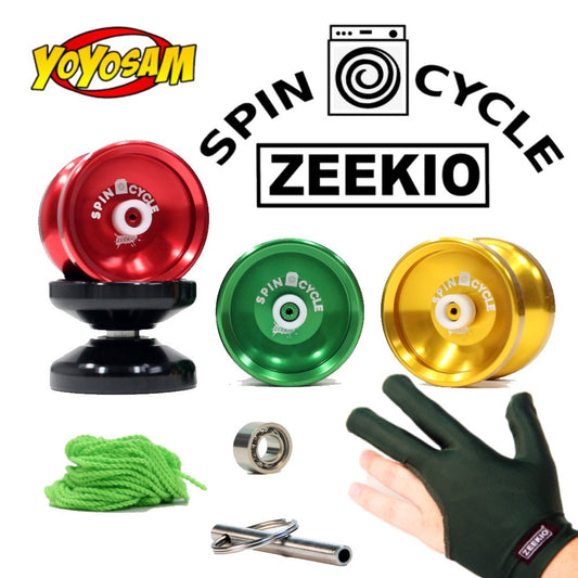 Zeekio Spin Cycle Yo-Yo - Beginner Responsive Beginner Aluminum YoYo - Extra Bearing, Tool, Strings, Glove, Stickers