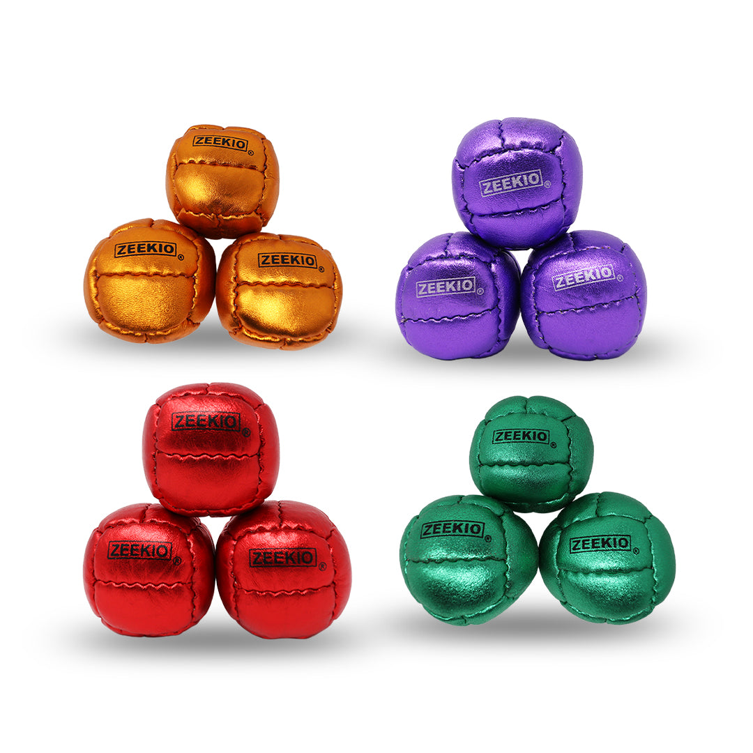 Zeekio Galaxy Juggling Balls - Metallic Series - Premium 12 Panel Genuine Leather Balls - 130g - 67mm - Pack of 3