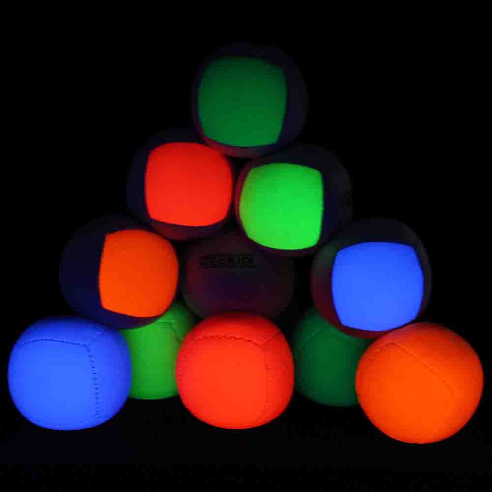 Zeekio Lunar Juggling Balls - 110g Professional UV Reactive 6 Panel Ball - Pack of 3