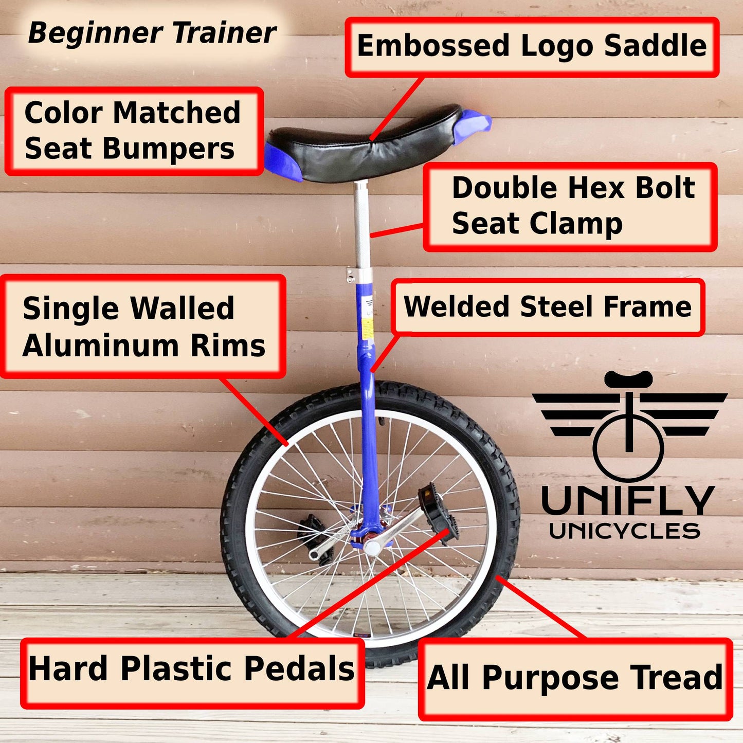 Unifly 20" Beginner Training Unicycle - A Frame - Aluminum Wheels