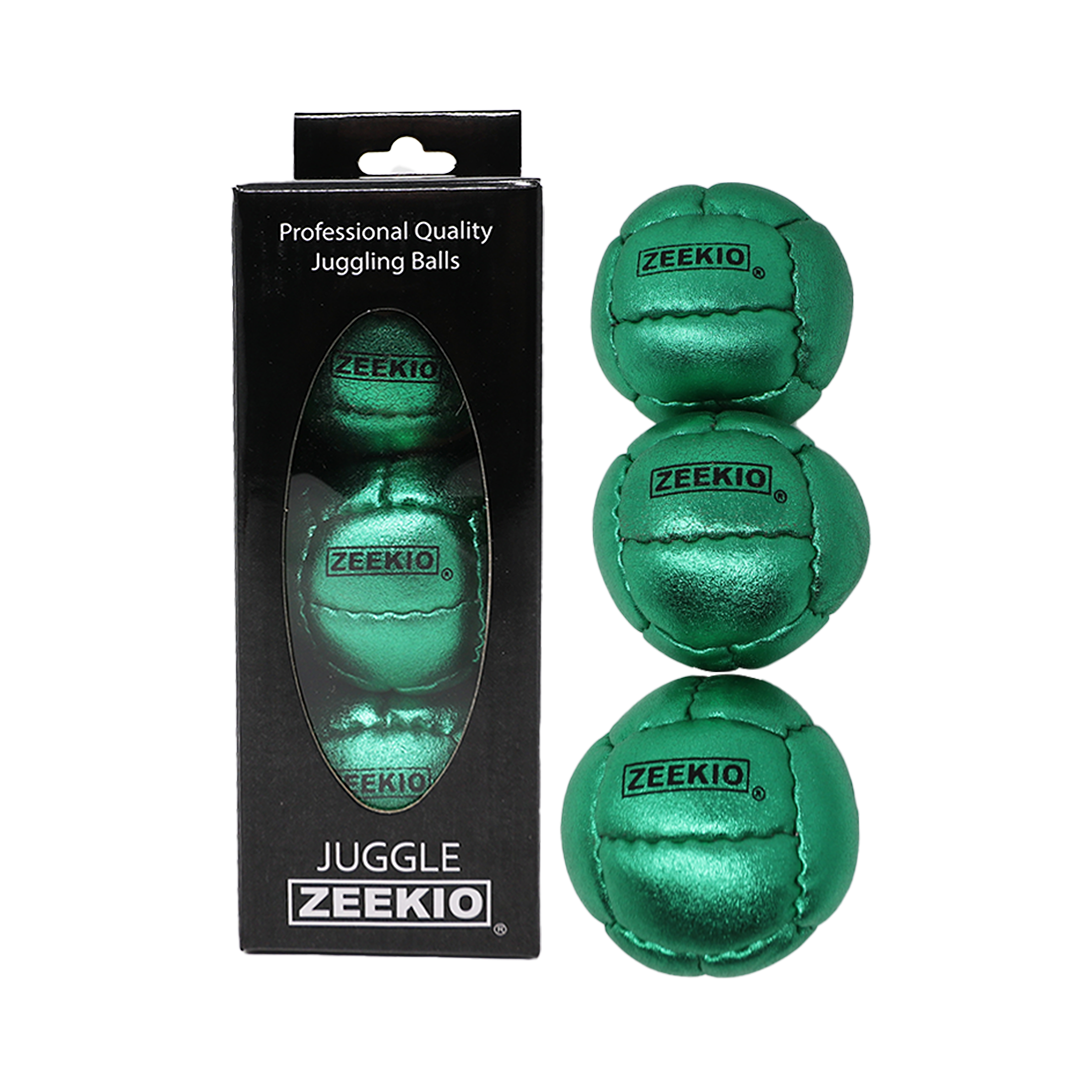 Zeekio Galaxy Juggling Balls - Metallic Series - Premium 12 Panel Genuine Leather Balls - 130g - 67mm - Pack of 3